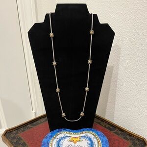 Brighton Silver (some Goldtone) Station Necklace with Blue Heart Tin